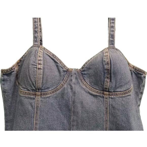 NWT Steve Madden Denim Medium Wash Blue Jean Tank Dress XL Retro Streetwear - Picture 3 of 9